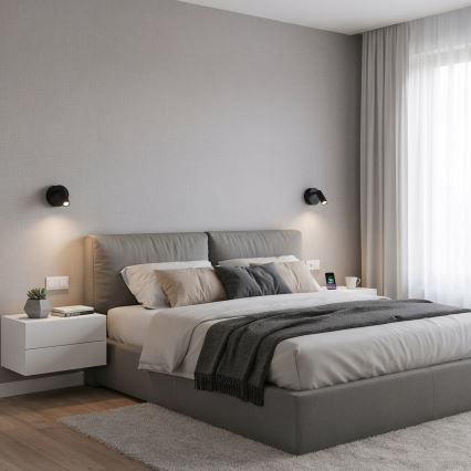 Spot LED de perete BEAN LED/3W/230V negru Ideal Lux