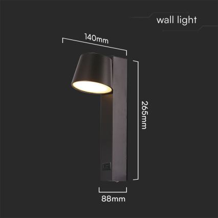 Spot LED de perete cu port USB LED/8W/230V 3000K