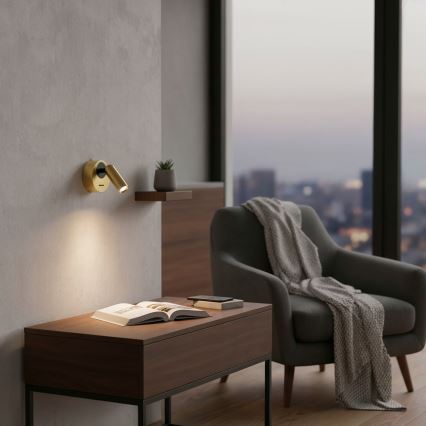 Spot LED de perete Ideal Lux BEAN LED/3W/230V alamă