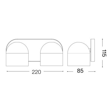 Spot LED de perete Ideal Lux DODO 2xGX53/9W/230V negru