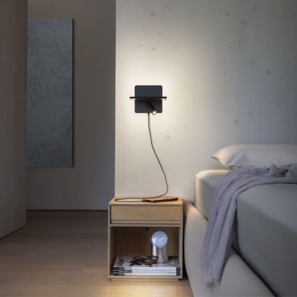 Spot LED de perete Ideal Lux PIANO LED/11,5W/230V USB negru