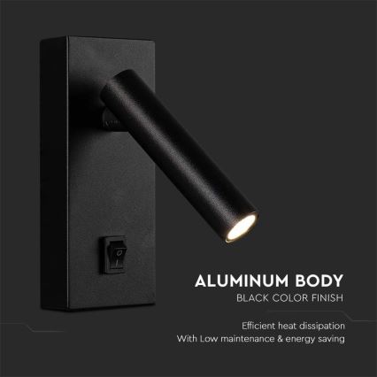 Spot LED de perete LED/2W/230V 3000K negru