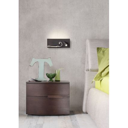 Spot LED de perete Redo 01-2985 BROOK LED/8W/230V + LED/3W USB CRI 90 negru