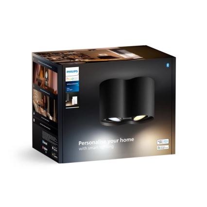 Spot LED dimabil Philips Hue PILLAR 2xGU10/4,2W/230V 2200-6500K negru + telecomandă