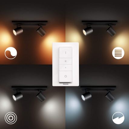 Spot LED dimabil Philips Hue RUNNER 2xGU10/4,2W/230V 2200-6500K negru + telecomandă