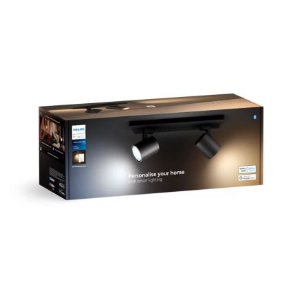 Spot LED dimabil Philips Hue RUNNER 2xGU10/4,2W/230V 2200-6500K negru + telecomandă