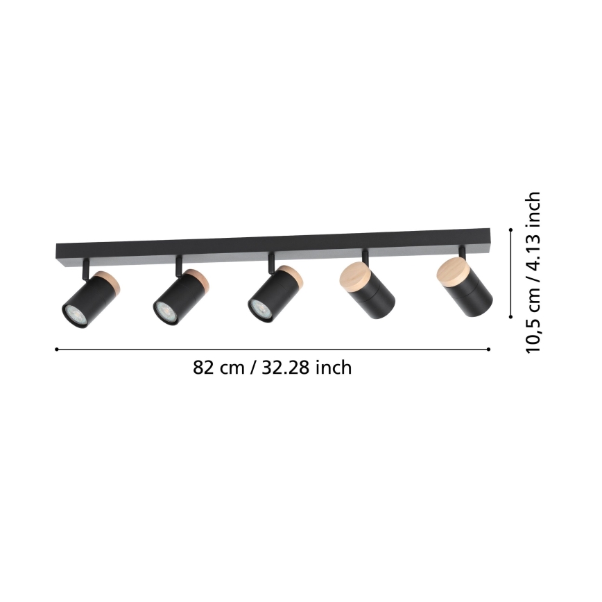 Spot LED Eglo 5xGU10/4,5W/230V 3000K negru/maro