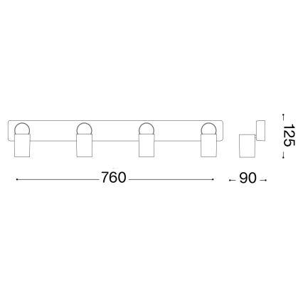 Spot LED Ideal Lux RUDY 4xGU10/7W/230V CRI 90 negru