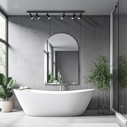 Spot LED RGBW dimmabil pentru baie TURYN, 6x GU10, 6,5 W, 230 V, 2700–6500 K, Wi‑Fi, IP44, negru