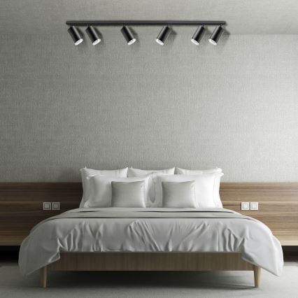 Spot LED RGBW dimmabil pentru baie TURYN, 6x GU10, 6,5 W, 230 V, 2700–6500 K, Wi‑Fi, IP44, negru