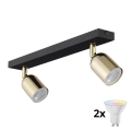Spot LED RGBW dimabil TOP 2xGU10/6,5W/230V 2700-6500K negru/auriu