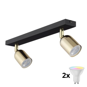 Spot LED RGBW dimabil TOP 2xGU10/6,5W/230V 2700-6500K negru/auriu