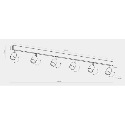 Spot LED RGBW dimabil TOP 6xGU10/6,5W/230V 2700-6500K auriu/negru