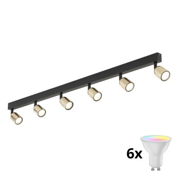 Spot LED RGBW dimabil TOP 6xGU10/6,5W/230V 2700-6500K negru/auriu