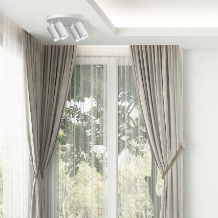 Spot LED RGBW pentru baie TURYN, dimabil, 4xGU10/4,8W/230V, 3000K, IP44, alb + telecomandă