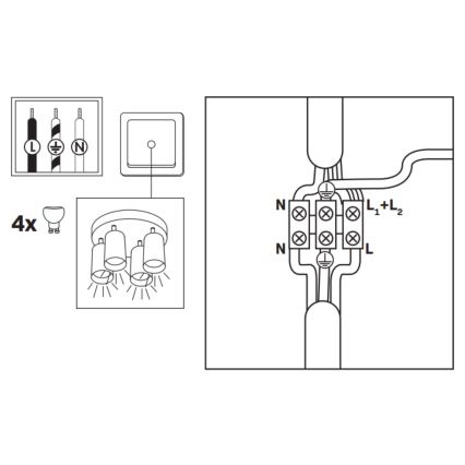 Spot LED RGBW pentru baie TURYN, dimabil, 4xGU10/4,8W/230V, 3000K, IP44, alb + telecomandă