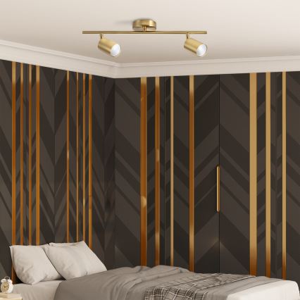 Spot LED RGBW reglabil GOLDI, 2x GU10, 6,5 W, 230 V, 2700–6500 K, Wi‑Fi, auriu