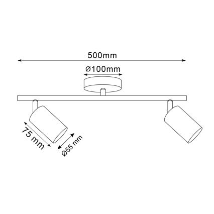 Spot LED RGBW reglabil GOLDI, 2x GU10, 6,5 W, 230 V, 2700–6500 K, Wi‑Fi, auriu