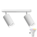 Spot LED RGBW dimmabil pentru baie TURYN 2xGU10/4,8W/230V 3000K IP44 alb + telecomandă