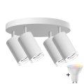 Spot LED RGBW pentru baie TURYN, dimabil, 4xGU10/4,8W/230V, 3000K, IP44, alb + telecomandă