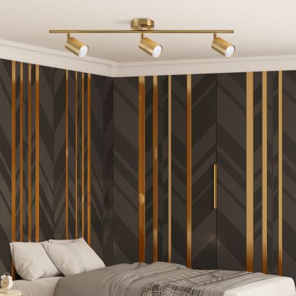 Spot LED RGBW reglabil GOLDI 3xGU10/6W/230V 3000K auriu + telecomandă