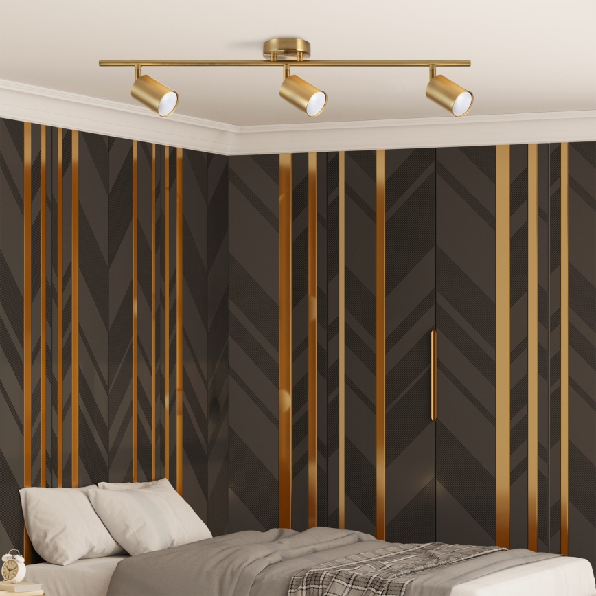 Spot LED RGBW reglabil GOLDI 3xGU10/6W/230V 3000K auriu + telecomandă