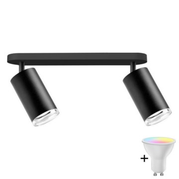 Spot LED RGBW reglabil pentru baie TURYN, 2x GU10/6W/230V, 3000K, Wi-Fi, IP44, negru