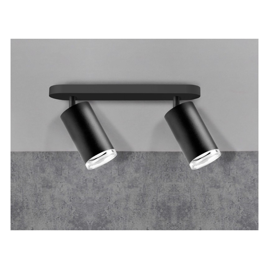 Spot LED RGBW reglabil pentru baie TURYN, 2x GU10/6,5W/230V, 2700-6500K, Wi-Fi, IP44, negru