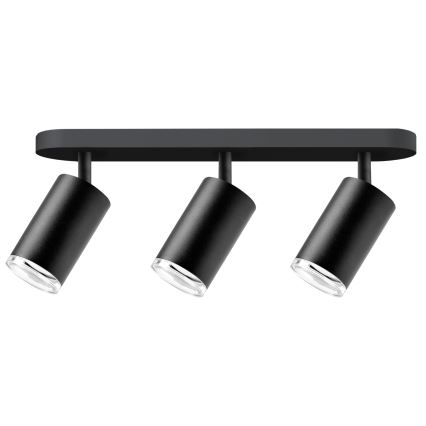 Spot LED RGBW reglabil pentru baie TURYN, 3x GU10, 4,8W, 230V, 3000K, IP44, negru + telecomandă