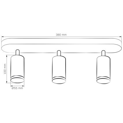Spot LED RGBW reglabil pentru baie TURYN, 3x GU10, 4,8W, 230V, 3000K, IP44, negru + telecomandă
