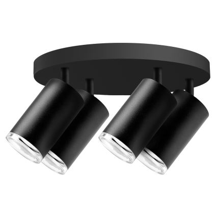 Spot LED RGBW reglabil pentru baie TURYN 4xGU10/4,8W/230V 3000K IP44 negru + telecomandă