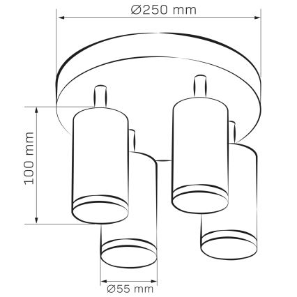 Spot LED RGBW reglabil pentru baie TURYN 4xGU10/4,8W/230V 3000K IP44 negru + telecomandă