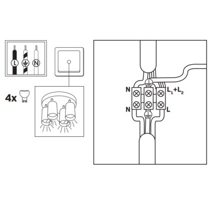 Spot LED RGBW reglabil pentru baie TURYN 4xGU10/4,8W/230V 3000K IP44 negru + telecomandă