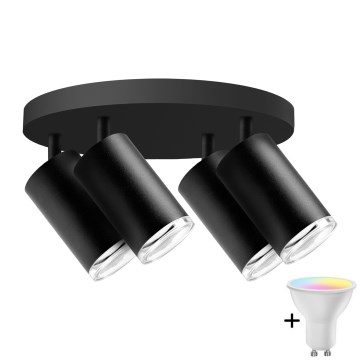 Spot LED RGBW reglabil pentru baie TURYN 4xGU10/6W/230V 3000K IP44 negru