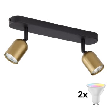 Spot LED RGBW reglabil TOP 2xGU10/6,5W/230V 2700-6500K auriu/negru