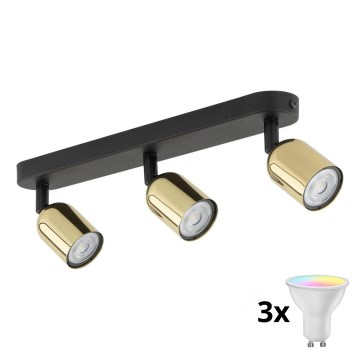 Spot LED RGBW reglabil TOP 3xGU10/6,5W/230V 2700-6500K negru/auriu