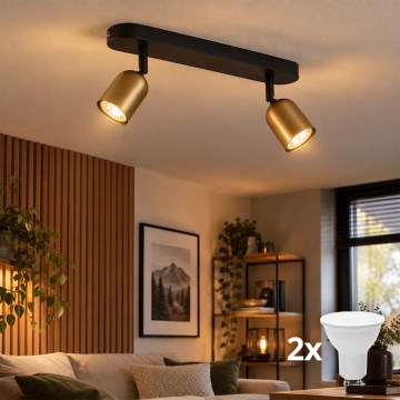 Spot LED TOP 2xGU10/10W/230V auriu/negru