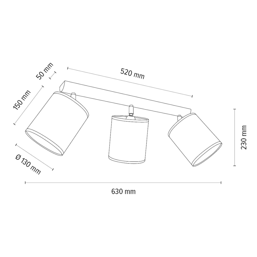 Lampă spot BENITA, 3xE27/25W/230V, maro/stejar