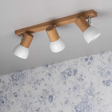 Plafonieră cu spoturi SVENDA 3xE27/60W/230V stejar/alb