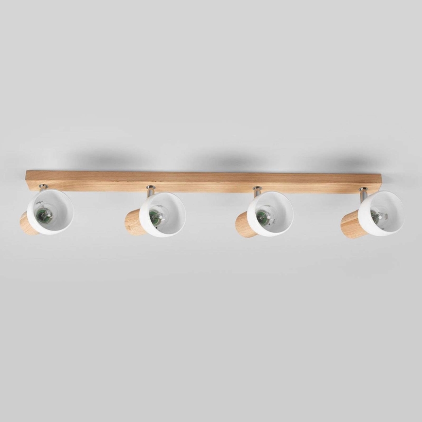 Plafonieră SVENDA cu 4 spoturi, 4xE27/60W/230V, stejar/alb