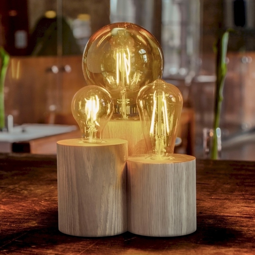 Lampă de masă VINCENT 3xE27/15W/230V stejar