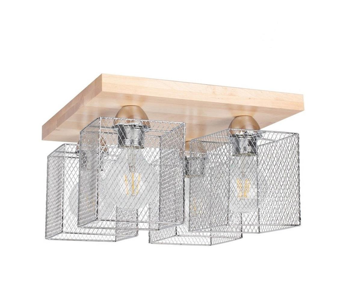 Spot-Light 8175460 - Plafonieră NORMAN WOOD 4xE27/25W/230V