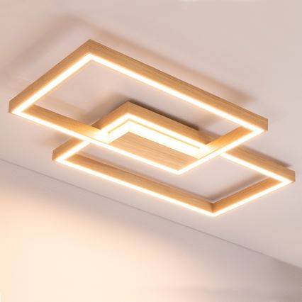 Plafonieră LED dimabilă RAMME LED/48W/230V, stejar mat + telecomandă