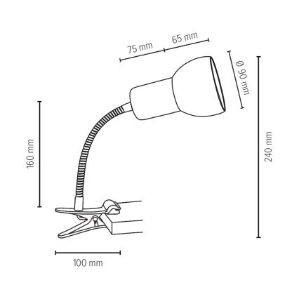 Lampă flexibilă cu clemă SVENDA 1xE27/60W/230V stejar/alb
