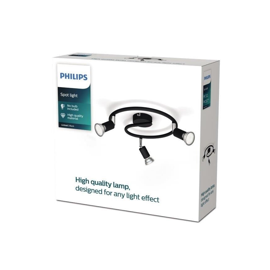 Spot 3xGU10/50W/230V negru Philips