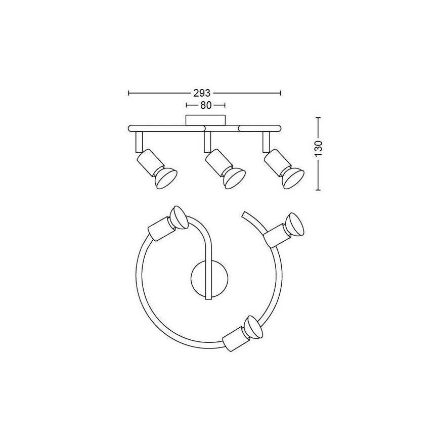 Spot 3xGU10/50W/230V negru Philips