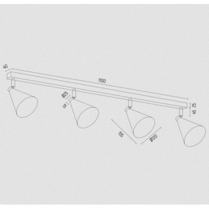 Spot LUCINDA 4xE14/7W/230V negru/auriu Argon 1805