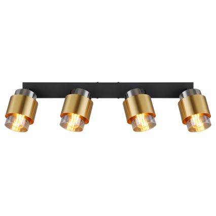 Spot 4xE27/40W/230V negru/alamă Globo