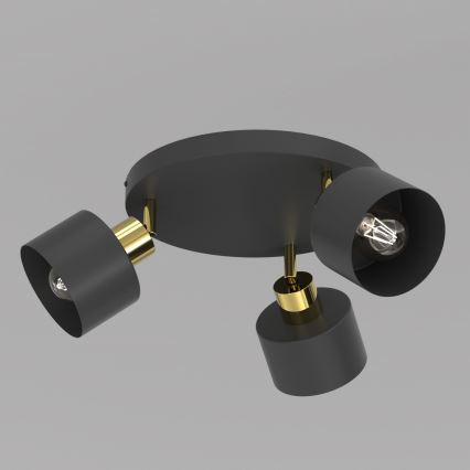 Spot PARKLA 3xE27/15W/230V negru/auriu