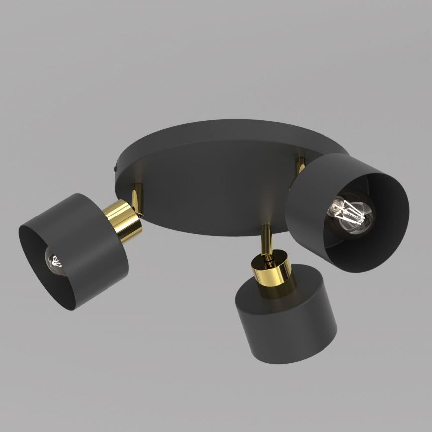 Spot PARKLA 3xE27/15W/230V negru/auriu